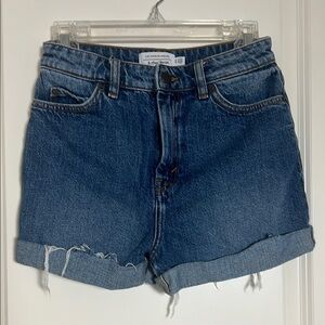 & Other Stories Denim Blue Shorts Roll Cuff Folded Hem Size 28